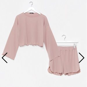 Mauve ruffle pajama set new with tags!